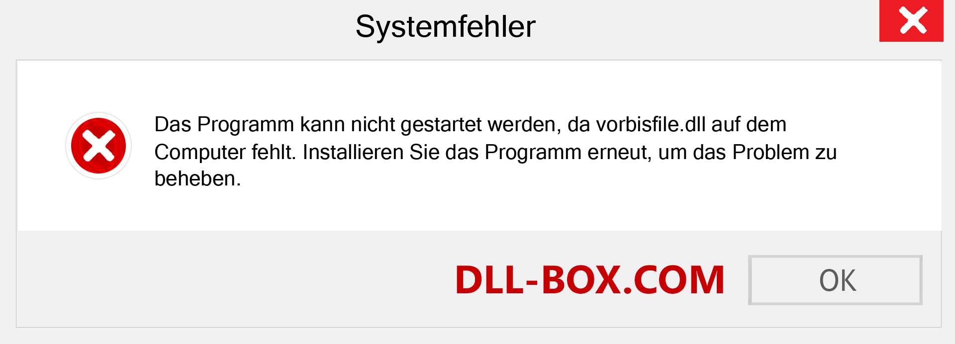 vorbisfile.dll-Datei fehlt?. Download für Windows 7, 8, 10 - Fix vorbisfile dll Missing Error unter Windows, Fotos, Bildern