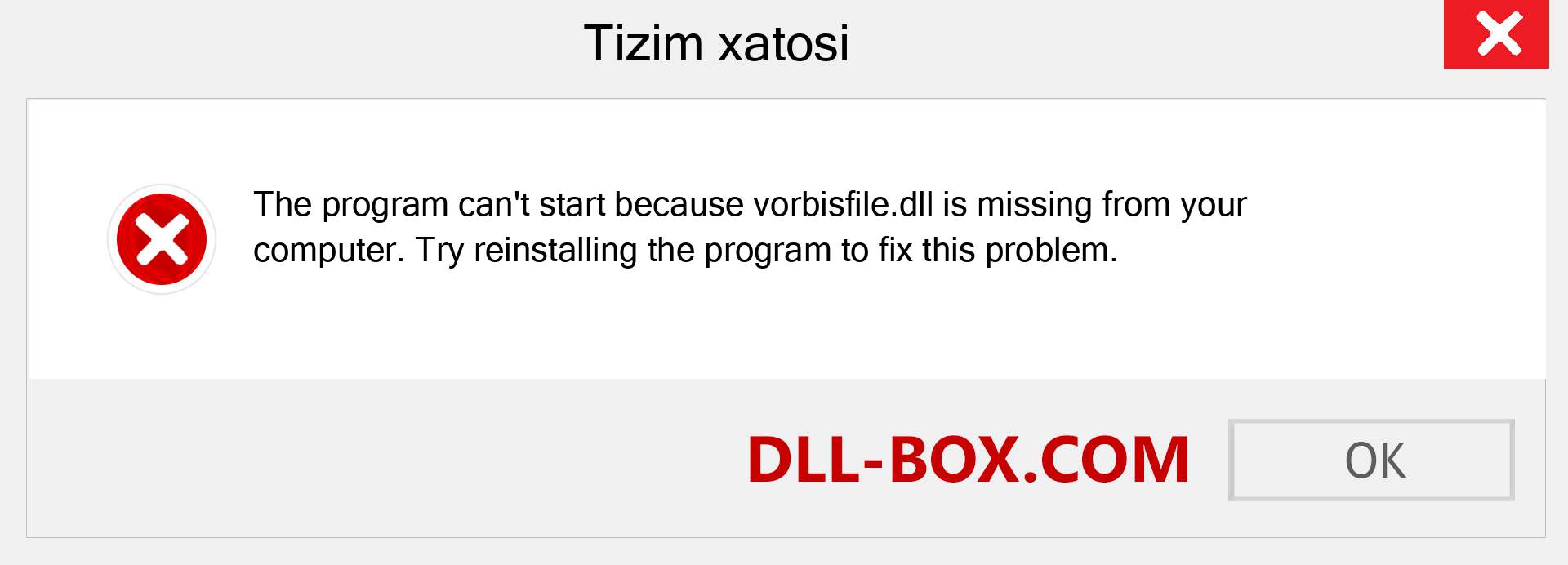 vorbisfile.dll fayli yo'qolganmi?. Windows 7, 8, 10 uchun yuklab olish - Windowsda vorbisfile dll etishmayotgan xatoni tuzating, rasmlar, rasmlar